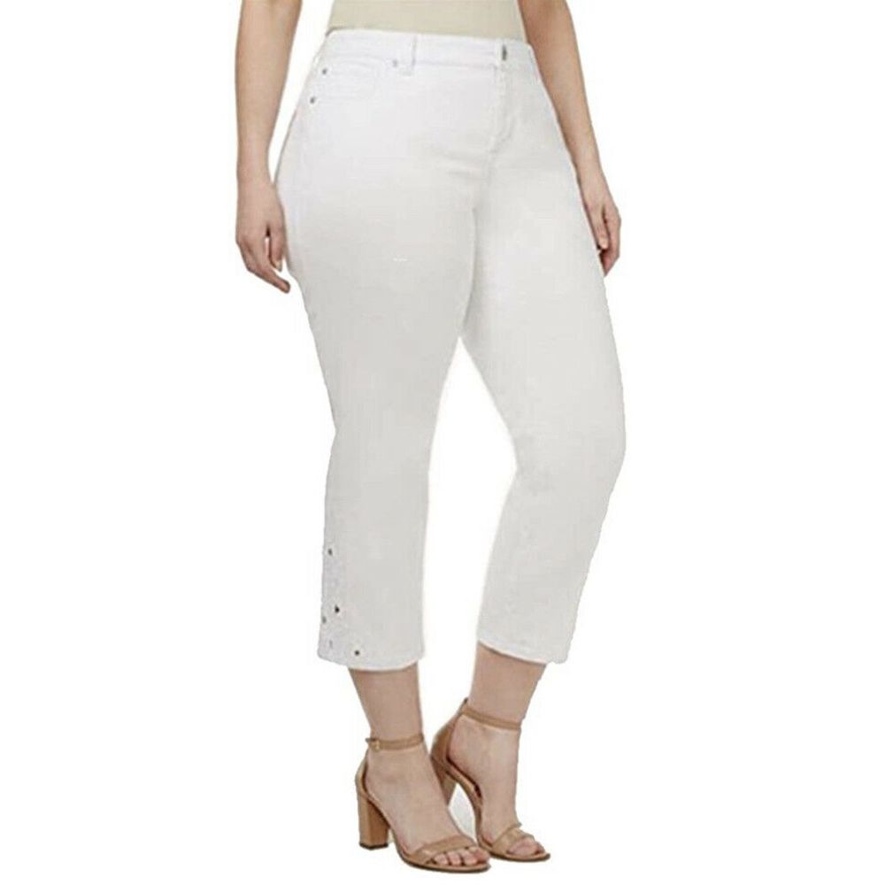 INC Jeans Plus Size 24W White Crochet Crop NEW